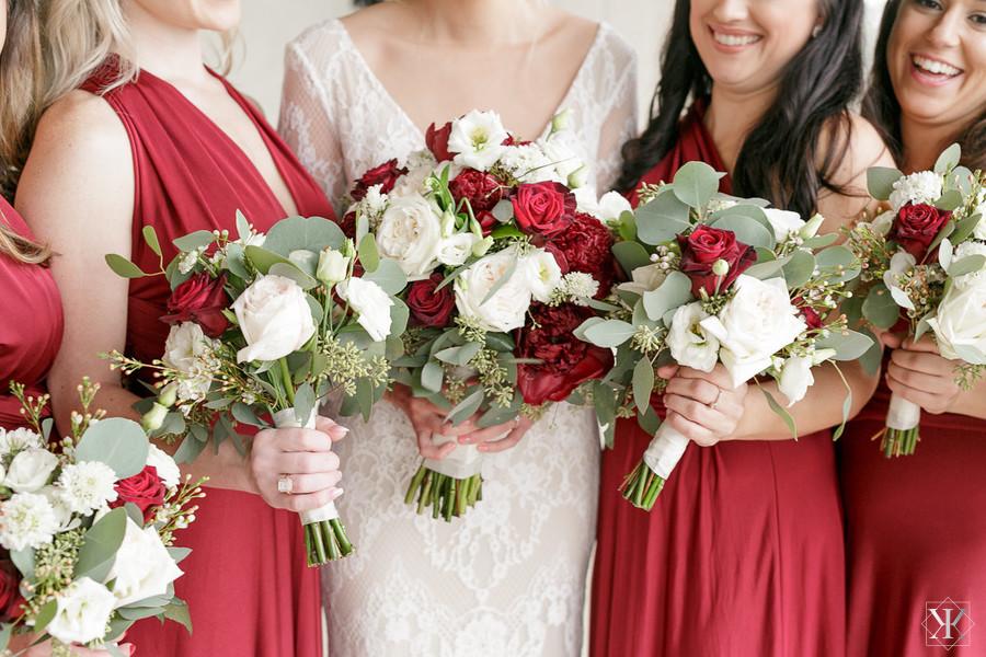 Burgundy and White Bouquets
