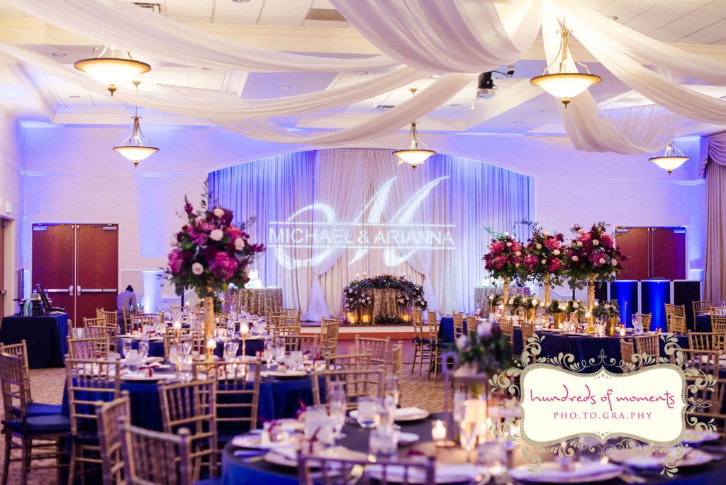 Navy and Burgundy Lake Mary Events Center Wedding