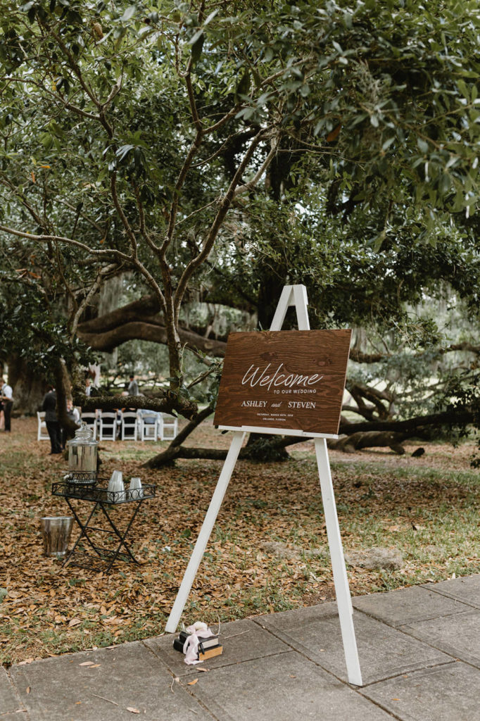 wooden wedding welcome sign