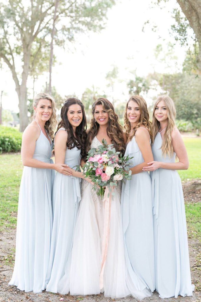 blue watercolor bridesmaid dresses