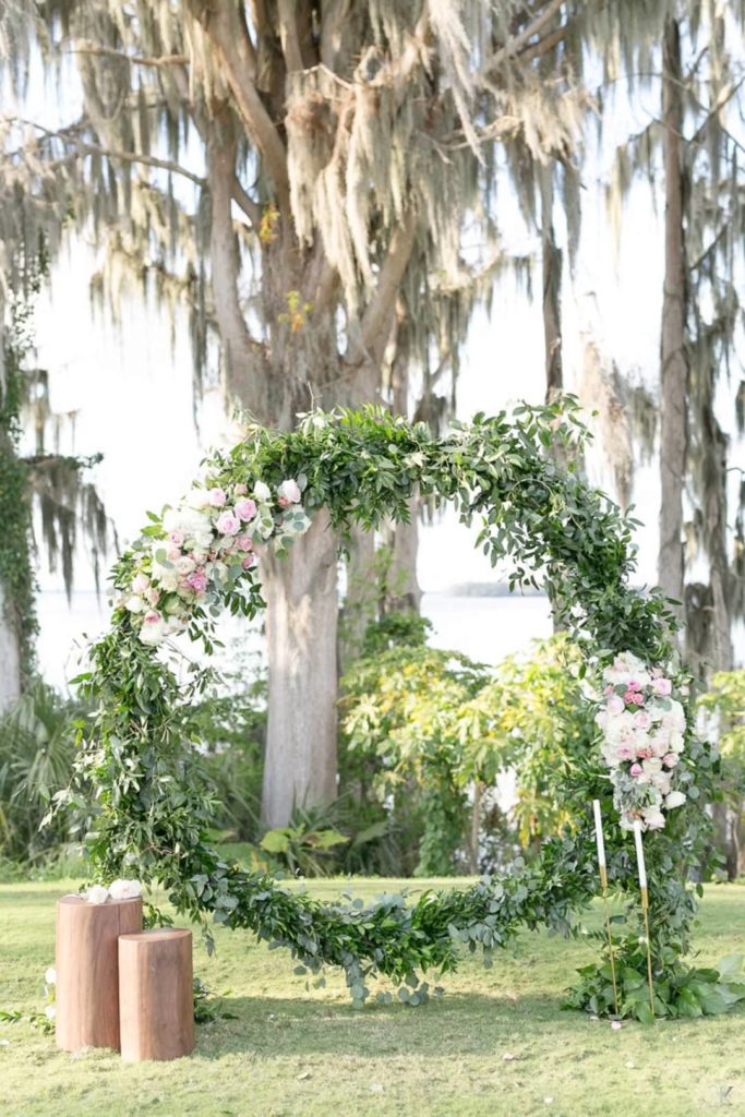 Round Wedding Arch with Greenery and Floral