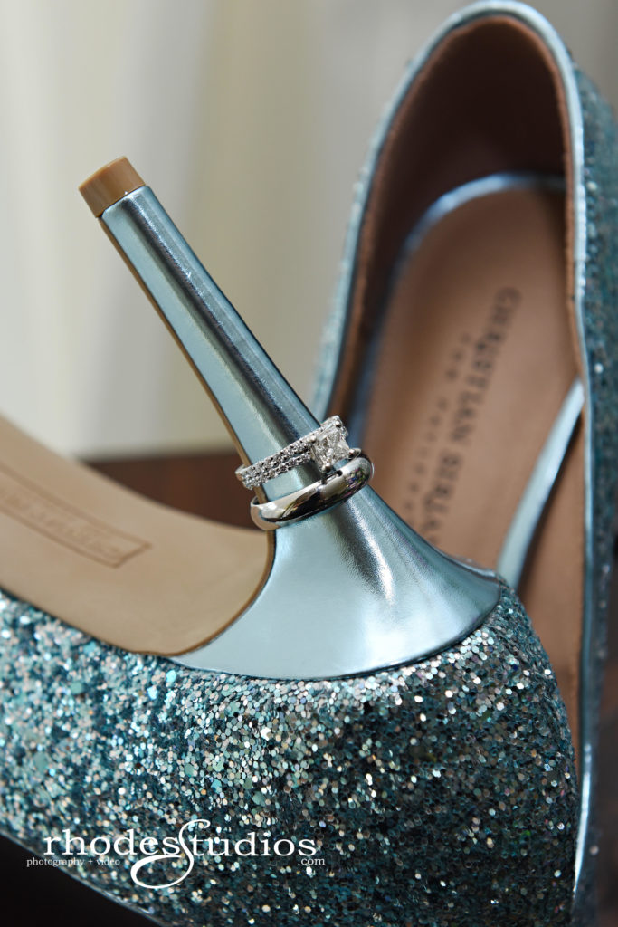 Blue glitter wedding shoes