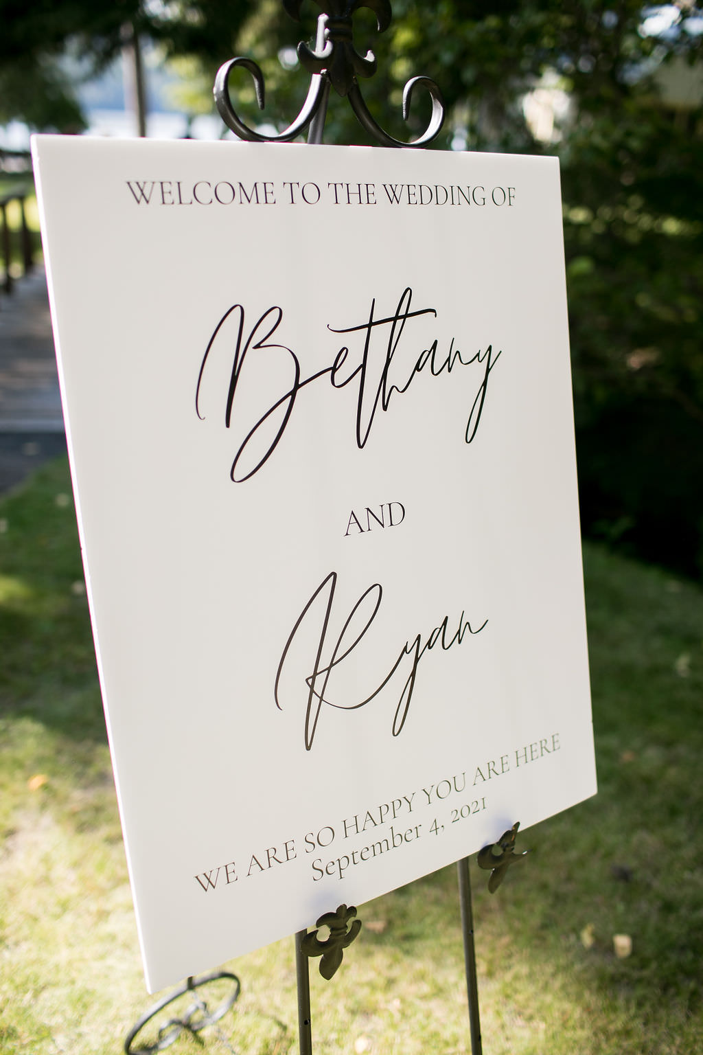 Custom wedding welcome sign at a Montana wedding venue