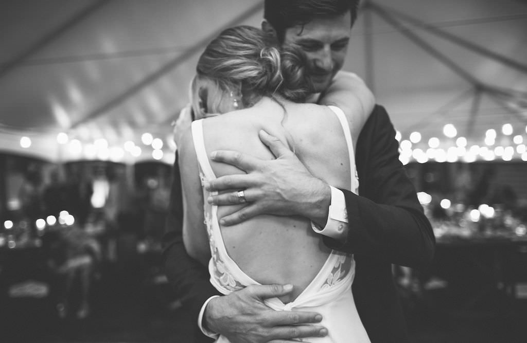 Bride and groom slow dancing at a Montana wedding venue