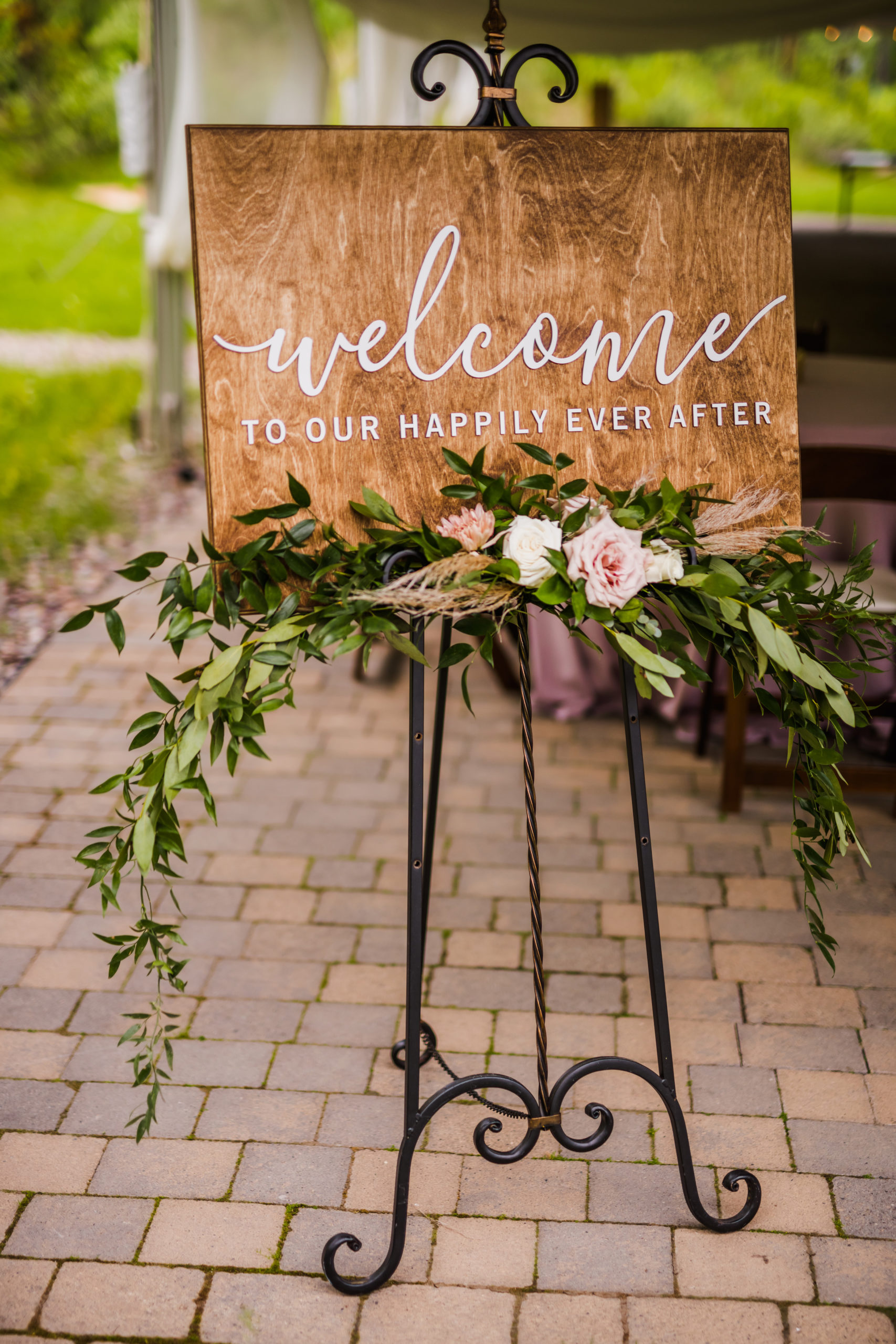 Wedding welcome sign as simple wedding decor