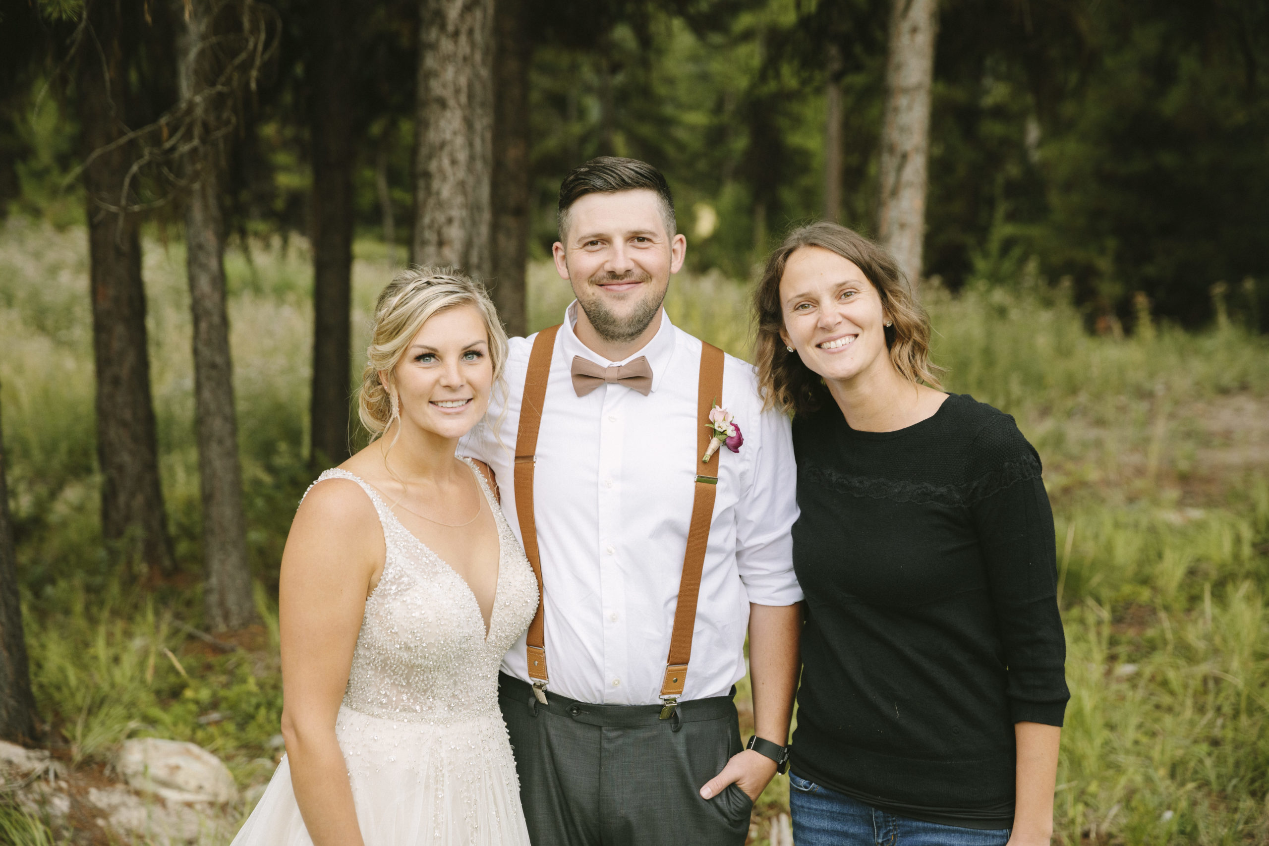 Bride and groom with wedding planner from Big Day Celebrations at their ranch wedding